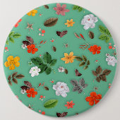 黄色い花と白いバラ14 缶バッジ (正面)