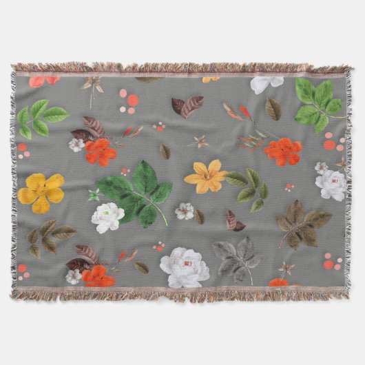 黄色い花と白いバラ16 スローブランケット (正面)