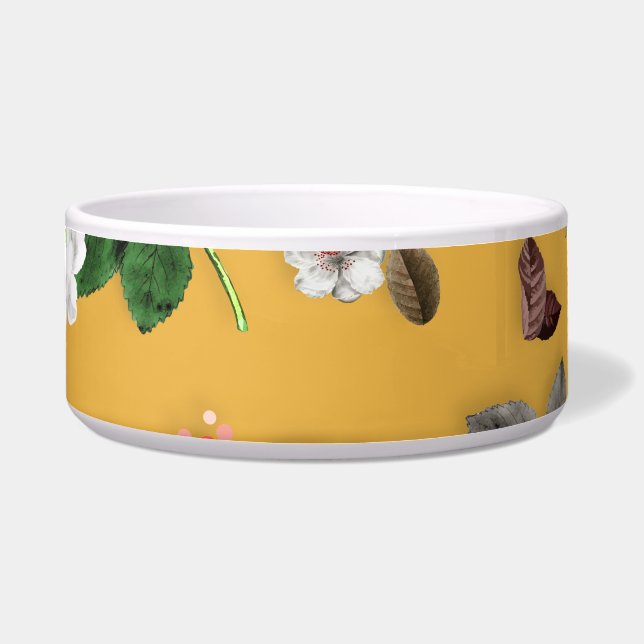 黄色い花と白いバラ20 ボウル (正面)