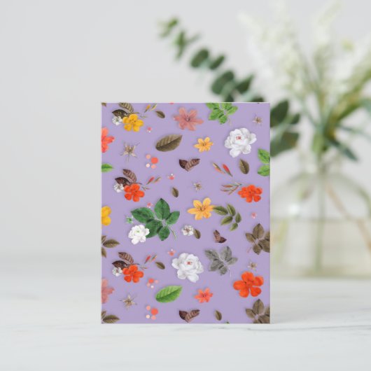 黄色い花と白いバラ21 ポストカード (スタンド正面)