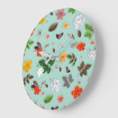 黄色い花と白いバラ22 ラージ壁時計 (傾斜)