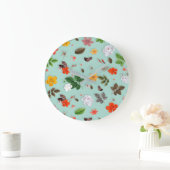 黄色い花と白いバラ22 ラージ壁時計 (ホーム)