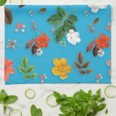 黄色い花と白いバラ24 キッチンタオル (折り畳み)