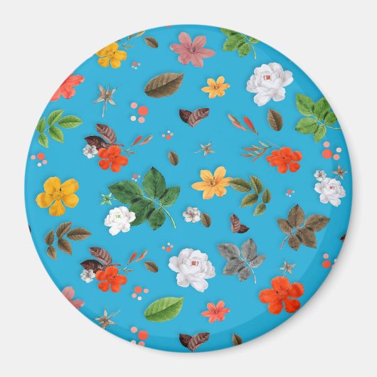 黄色い花と白いバラ24 マグネット (正面)