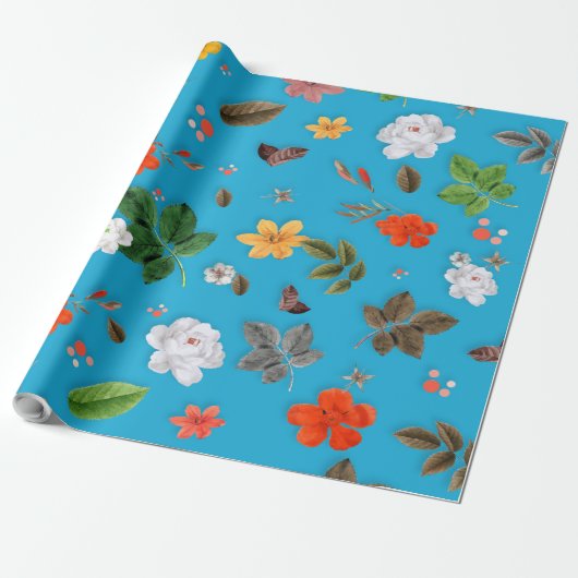 黄色い花と白いバラ24 ラッピングペーパー (アンロールド)