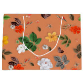 黄色い花と白いバラ25 ラージペーパーバッグ (正面)