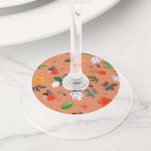 黄色い花と白いバラ25 ワイングラスタグ (クローズアップ)