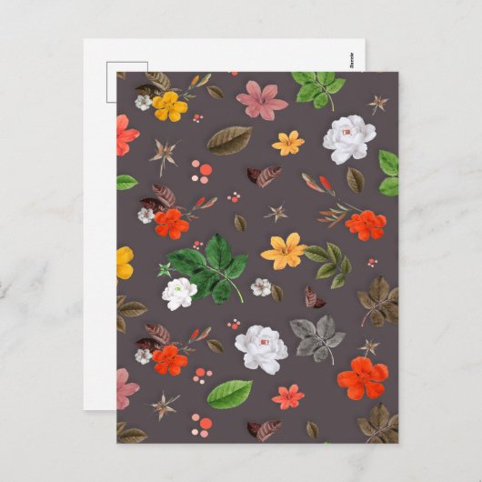 黄色い花と白いバラ26 シーズンポストカード (正面/裏面)