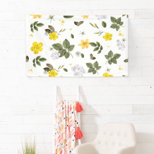 黄色い花と白いバラ3 横断幕 (インサイチュ)