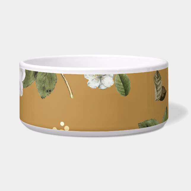 黄色い花と白いバラ4 ボウル (正面)