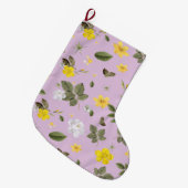 黄色い花と白いバラ5 ラージクリスマスストッキング (正面 (吊り時))