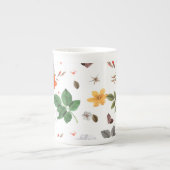 黄色い花と白いバラ7 ボーンチャイナマグカップ (正面)