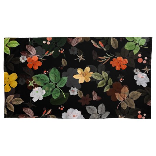 黄色い花と白いバラ8 枕カバー (正面)