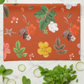 黄色い花と白いバラ9 キッチンタオル (折り畳み)