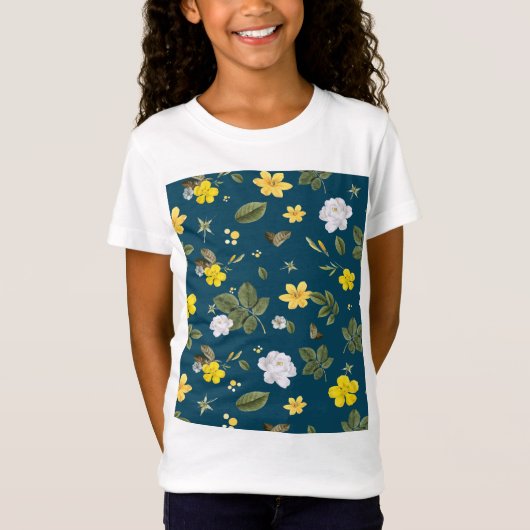 黄色い花と白いバラ Tシャツ (正面)