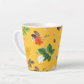 黄色い花と白いローズ 10 カフェラテマグ (左アングル)