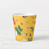 黄色い花と白いローズ 10 カフェラテマグ (正面)