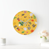 黄色い花と白いローズ 10 ラージ壁時計 (ホーム)