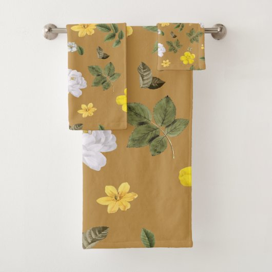 黄色い花と白い薔薇 4 バスタオルセット (インサイチュ)