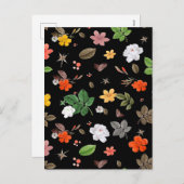 黄色い花と白い薔薇 8 シーズンポストカード (正面/裏面)