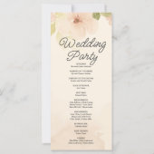 黄色い花と緑の黄色の結婚式 プログラム (裏面)