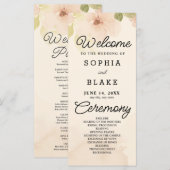 黄色い花と緑の黄色の結婚式 プログラム (正面/裏面)