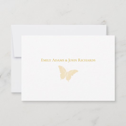 黄色い花と蝶結婚の セーブザデート (裏面)