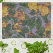 黄色い花のカムフラージュパターン キッチンタオル (折り畳み)