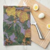 黄色い花のカムフラージュパターン キッチンタオル (四つ折り)