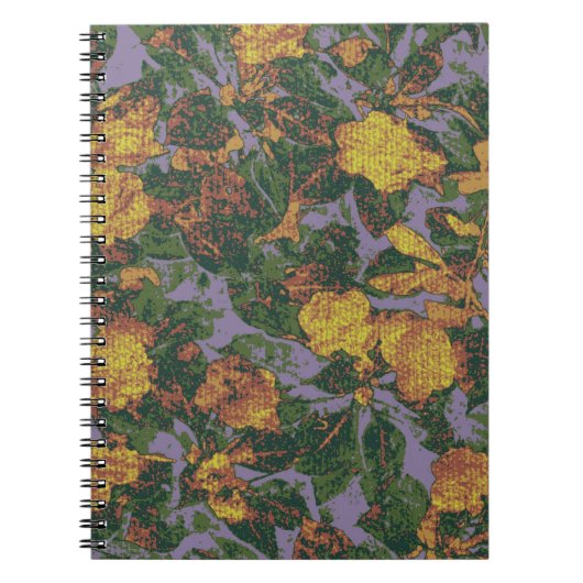 黄色い花のカムフラージュパターン ノートブック (正面)