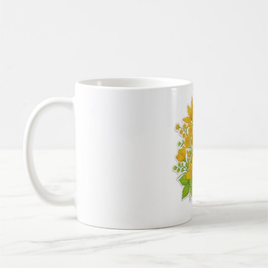 黄色い花のデザインアート コーヒーマグカップ (左)