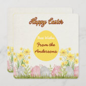 黄色い花のハッピーイースター最高のの願い シーズンカード (正面/裏面)