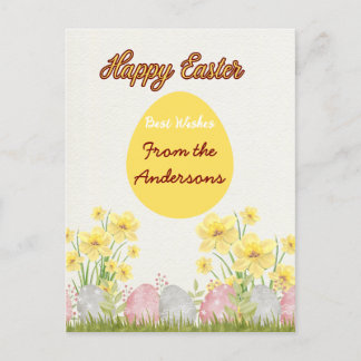 黄色い花のハッピーイースター最高のの願い シーズンポストカード
