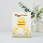 黄色い花のハッピーイースター最高のの願い シーズンポストカード (スタンド正面)