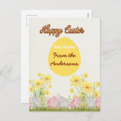 黄色い花のハッピーイースター最高のの願い シーズンポストカード (正面/裏面)