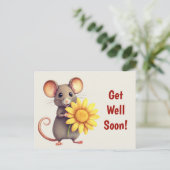 黄色い花のマウス かわいい すぐ回復してね ポストカード (スタンド正面)