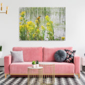 黄色い花の上に黄色の鳥 キャンバスプリント (インサイチュ (リビング))