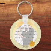 黄色い花の丸いフォトキーチェーン キーホルダー (正面)