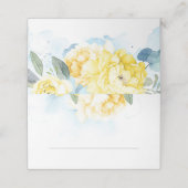 黄色い花の埃の多結婚い青 プレイスカード (外部開封)