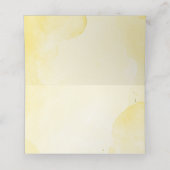 黄色い花の埃の多結婚い青 プレイスカード (内部開封)