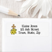 黄色い花の差出人住所ラベルと交差 ラベル (インサイチュ)