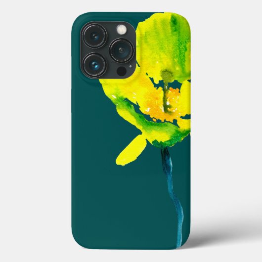 黄色い花の抽象芸術水色 Case-Mate iPhoneケース (裏面)