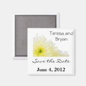 黄色い花の日付を保存 マグネット (正面/裏面)