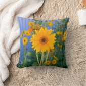 黄色い花の枕 クッション (ブランケット)