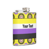黄色い花の模様を持つ非バイナリプライドフラグ フラスク (右)