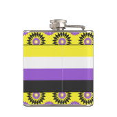 黄色い花の模様を持つ非バイナリプライドフラグ フラスク (裏面)