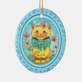 黄色い花の猫 セラミックオーナメント (右)