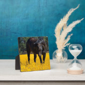 黄色い花の畑に入った木馬 フォトプラーク (インサイチュ)