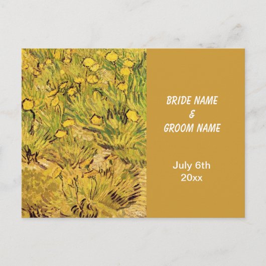 黄色い花の畑、RSVP インビテーションポストカード (正面)