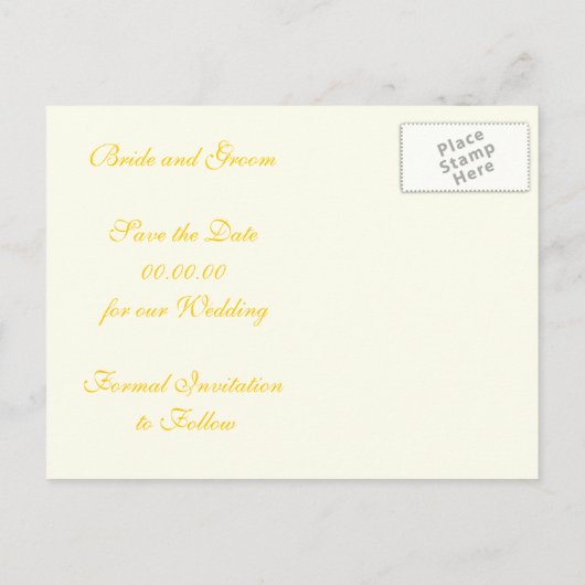 黄色い花の結婚式でマグノリア日付を保存 案内ポストカード (裏面)